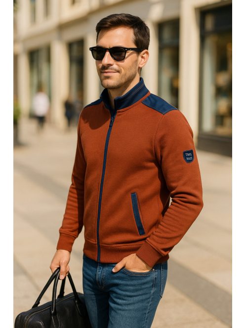 Thomas Jeans kardigán kék vállbetéttel barna