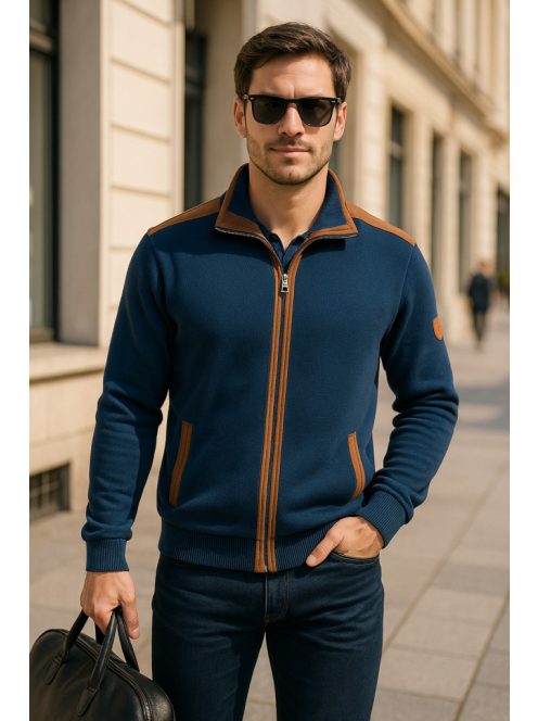 Thomas Jeans kék kardigán barna vállbetéttel