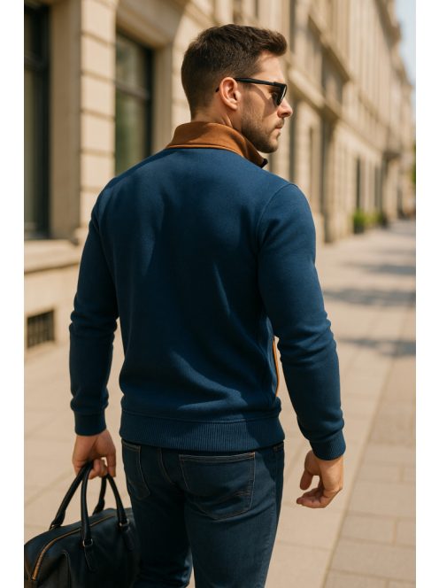 Thomas Jeans kék kardigán barna vállbetéttel