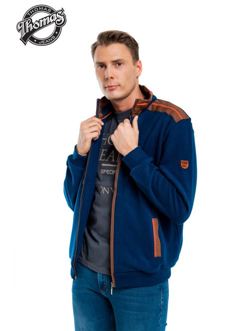 Thomas Jeans kék kardigán barna vállbetéttel