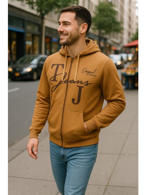 Thomas Jeans kapucnis sportos kardigán mustár sárga