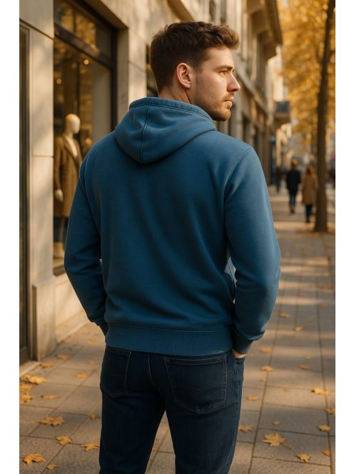 Thomas Jeans športový kardigán s kapucňou v džínsovo modrej farbe