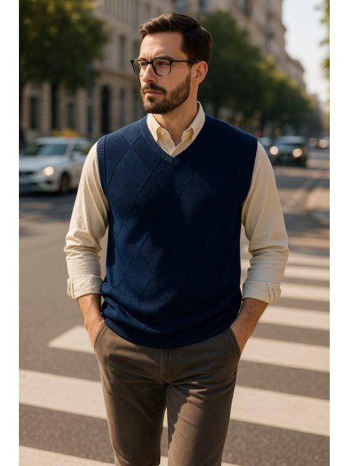 Thomas Jeans kötött mellény sötétkék