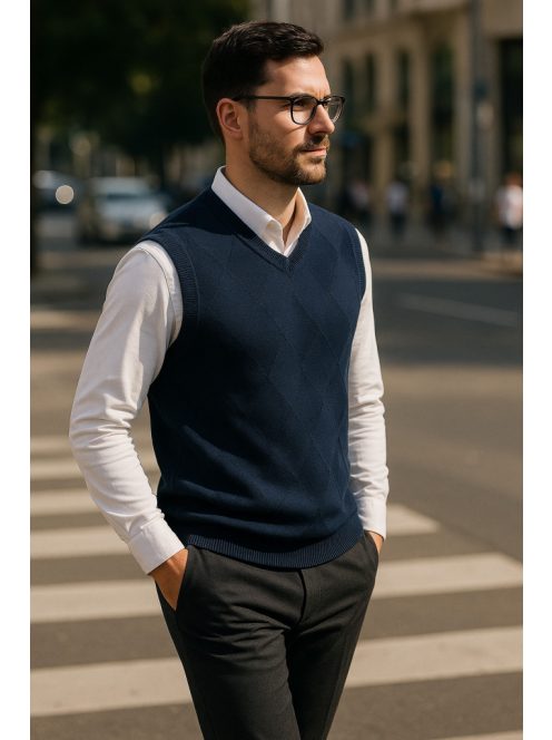 Thomas Jeans kötött mellény sötétkék