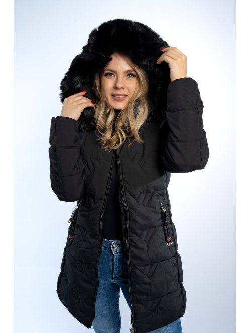 Thomas Jeans női kabát fekete félhosszú