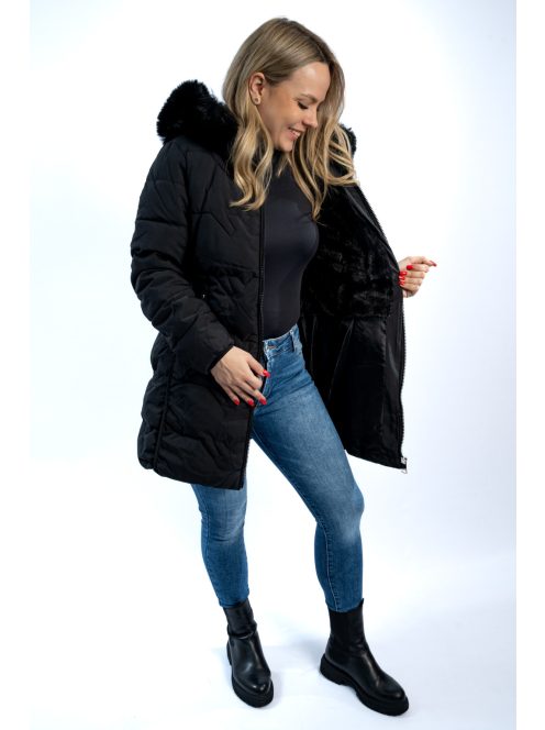 Thomas Jeans női kabát fekete félhosszú