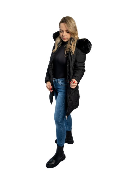 Dámsky kabát Thomas Jeans, čierny, polodlhý