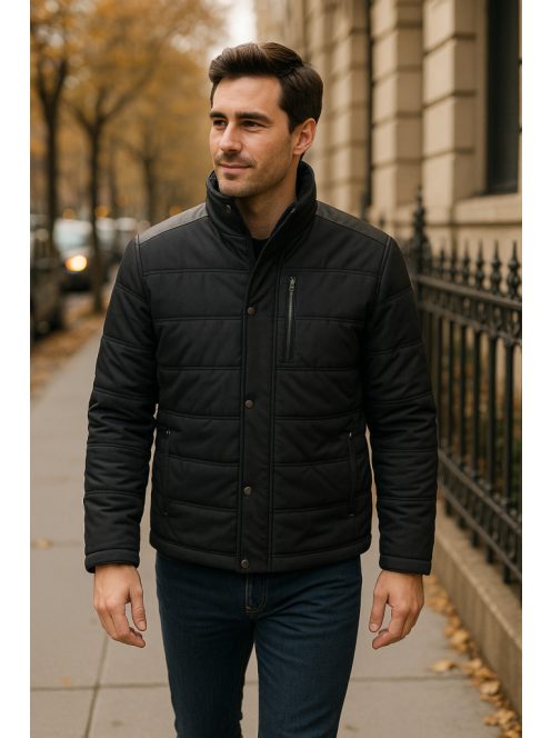 Thomas Jeans fekete bőrvállas kabát