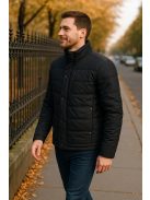 Čierny kabát s koženými ramenami Thomas Jeans