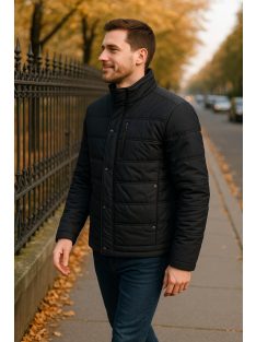 Čierny kabát s koženými ramenami Thomas Jeans