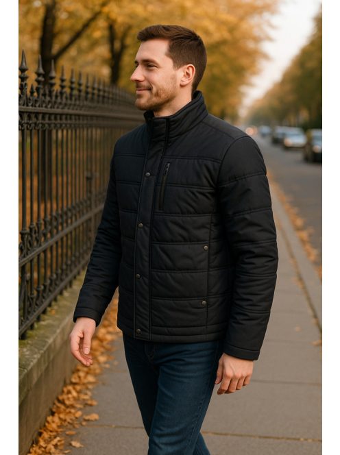 Čierny kabát s koženými ramenami Thomas Jeans