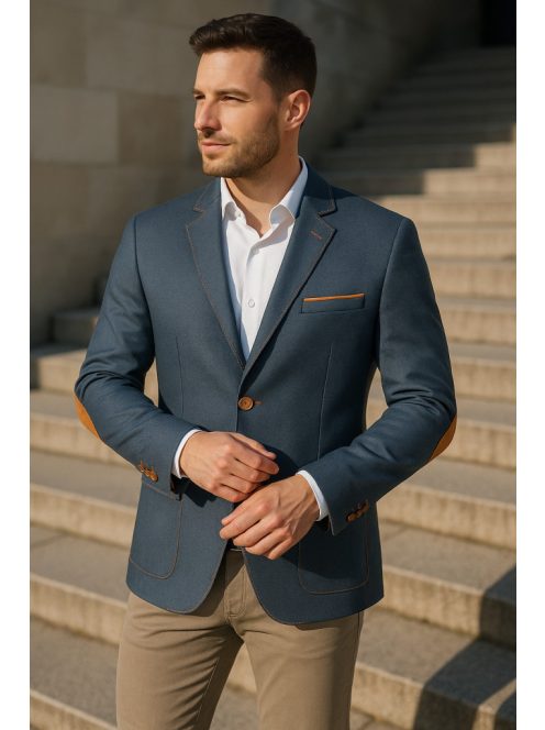 Thomas Jeans  kék zakó barna könyöklő betéttel