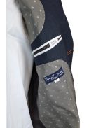 Modré sako Thomas Jeans s hnedými vreckami na lakťoch