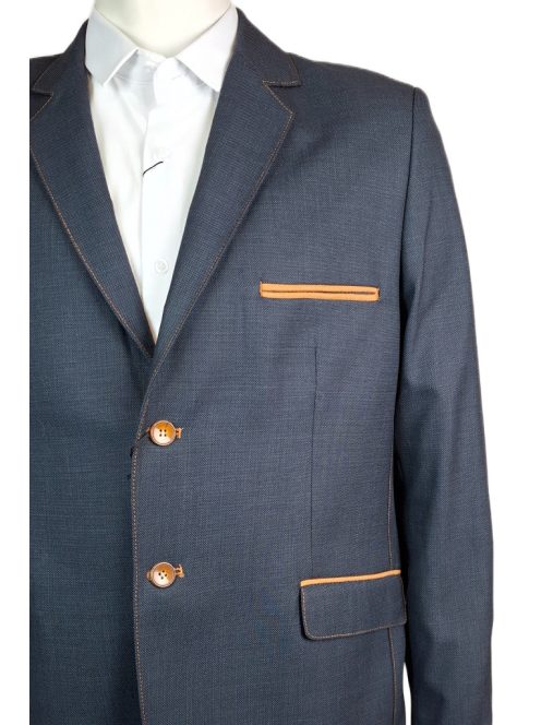 Modré sako Thomas Jeans s hnedými vreckami na lakťoch
