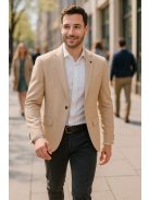 Bežové sako Thomas Jeans s hnedými vreckami na lakťoch