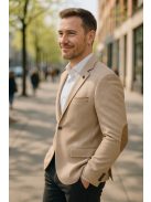 Thomas Jeans bézs zakó barna könyöklő betéttel