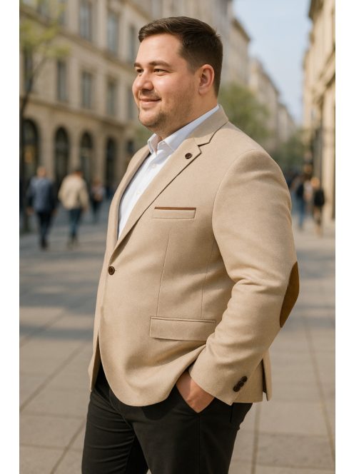 Bežové sako Thomas Jeans s hnedými vreckami na lakťoch