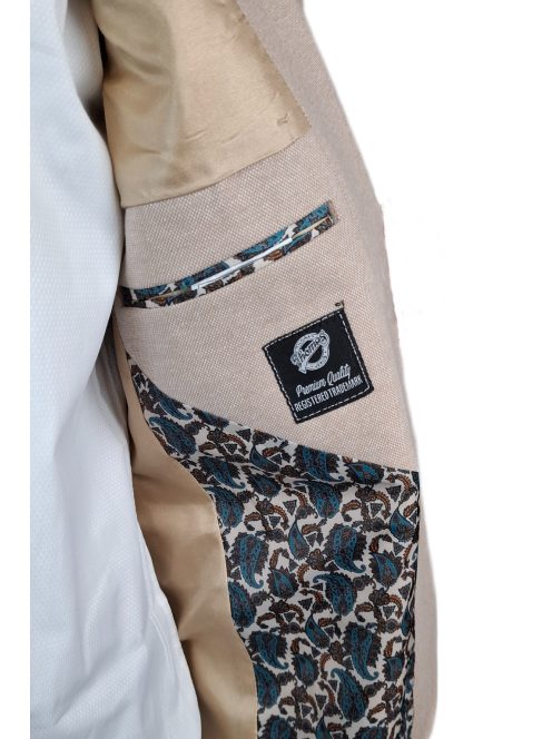 Thomas Jeans bézs zakó barna könyöklő betéttel