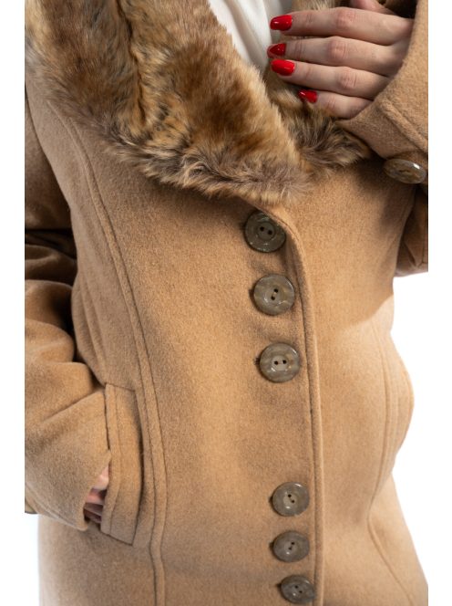 Dámsky látkový kabát Thomas Jeans v hnedej farbe