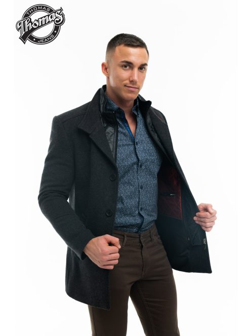 Thomas Jeasn szövetkabát sötétszürke belső mellyényes