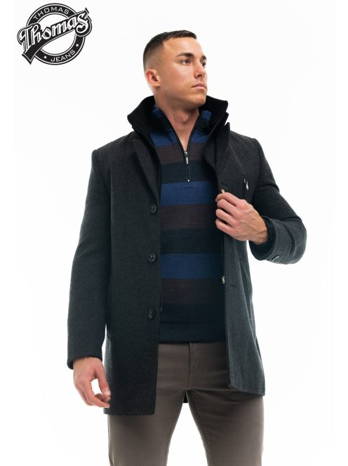 Thomas Jeasn szövetkabát sötétszürke belső mellyényes