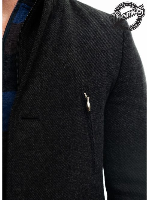 Tkaninový kabát Thomas Jeans v tmavošedej farbe