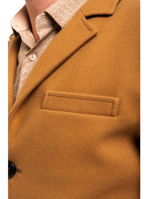 Tkaninový kabát Thomas Jeans v horčicovo hnedej farbe