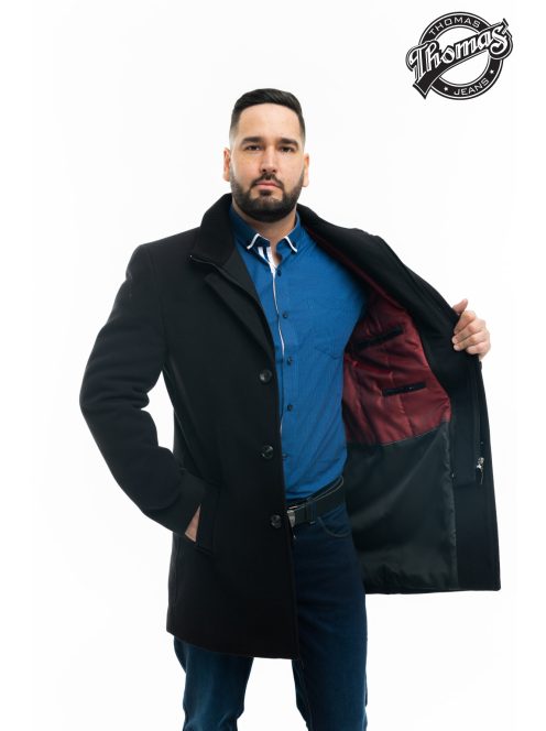 Tkaninový kabát Thomas Jeans, čierny