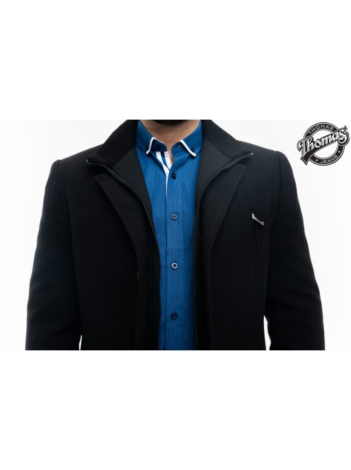 Tkaninový kabát Thomas Jeans, čierny