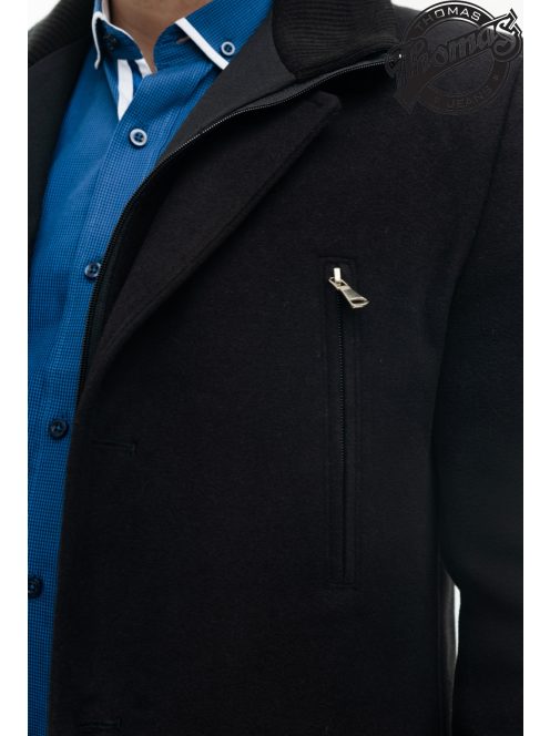 Tkaninový kabát Thomas Jeans, čierny